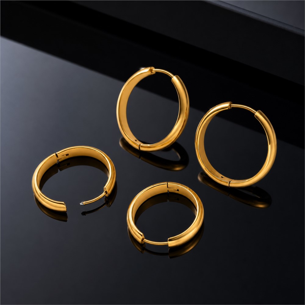 Jewelry Making Hoops - 4 шт. круглых серег-кольец из нержавеющей