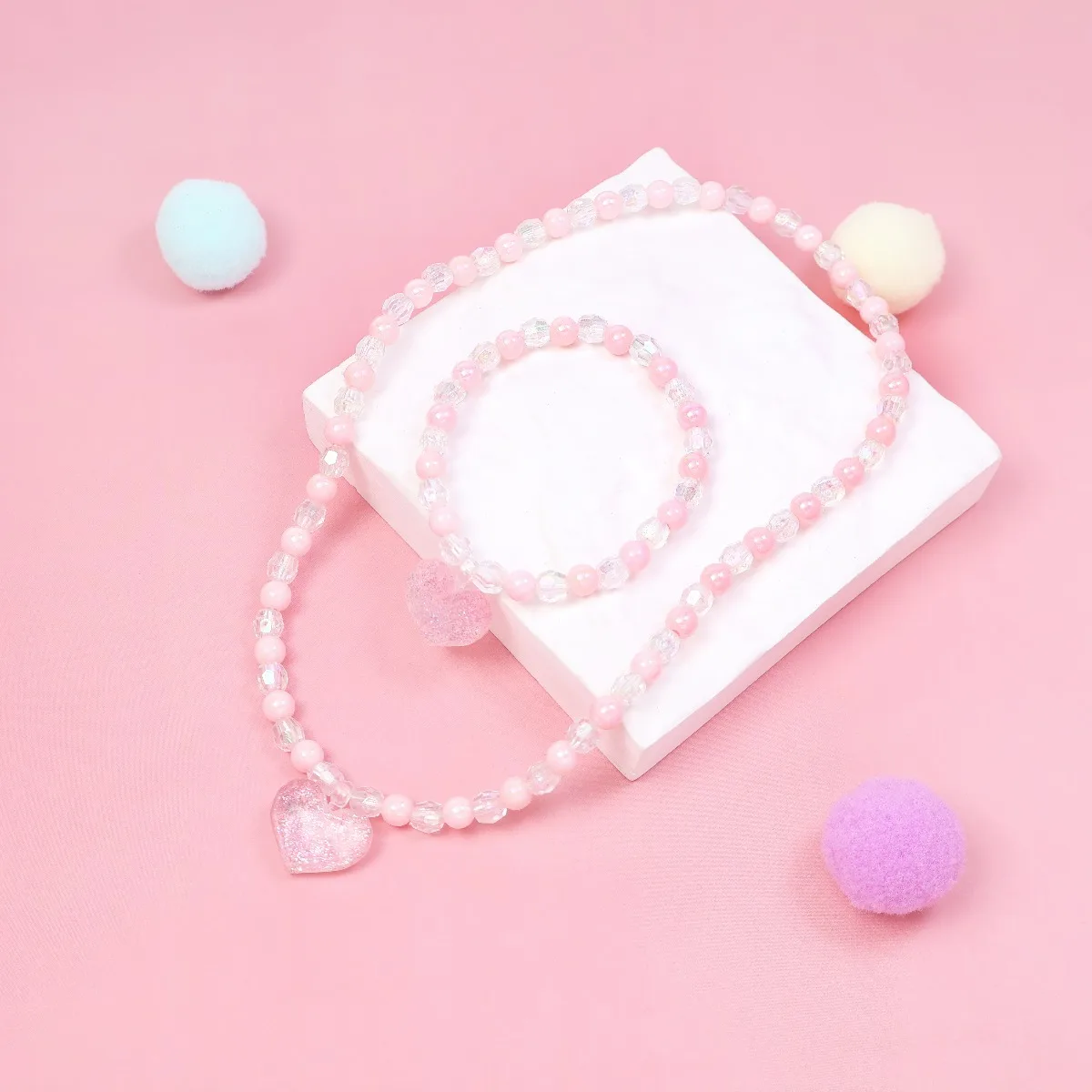 Jewelry Making Kits For Girls - Розовый блестящий комплект украшений с сердечками