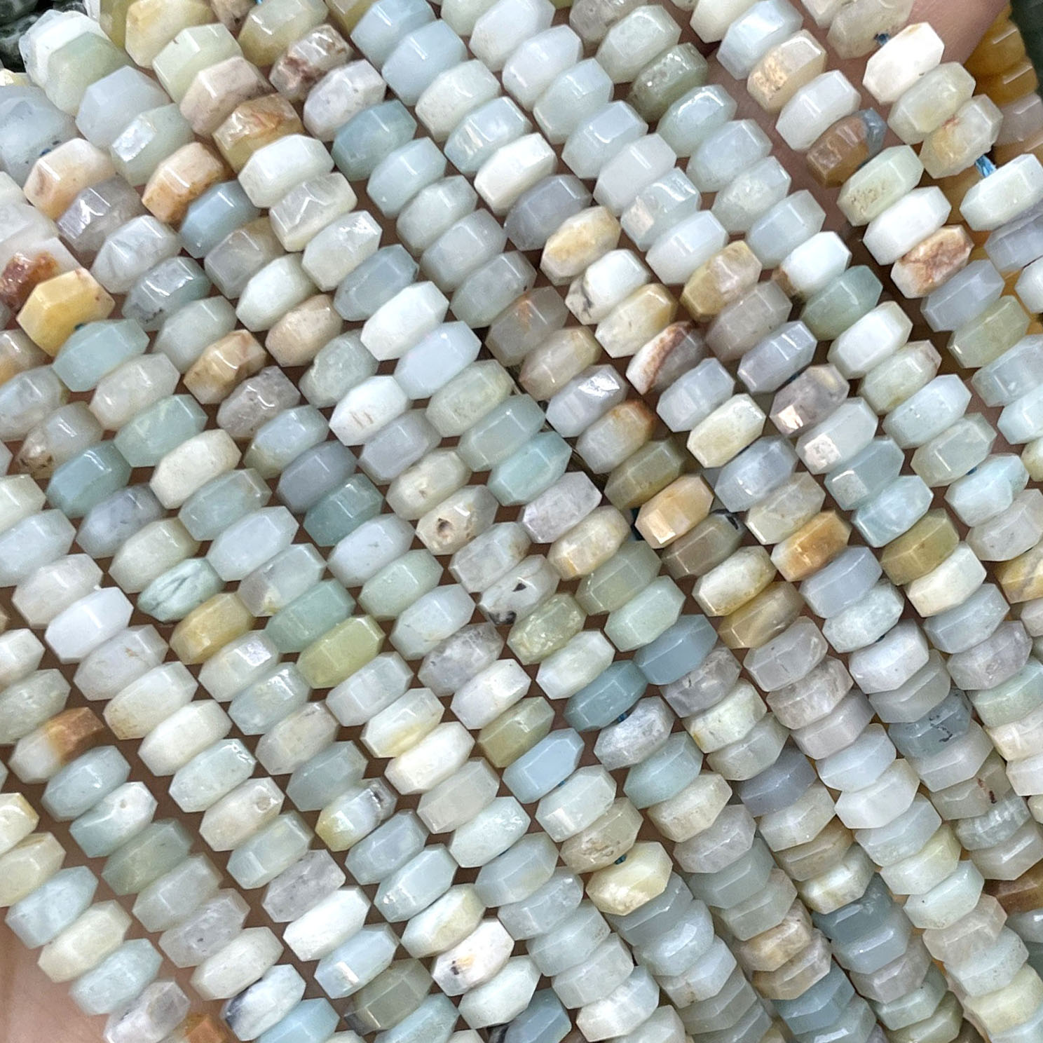 Jewelry Making Amazon - Натуральные каменные граненые плоские бусины-рондели, разноцветные,
