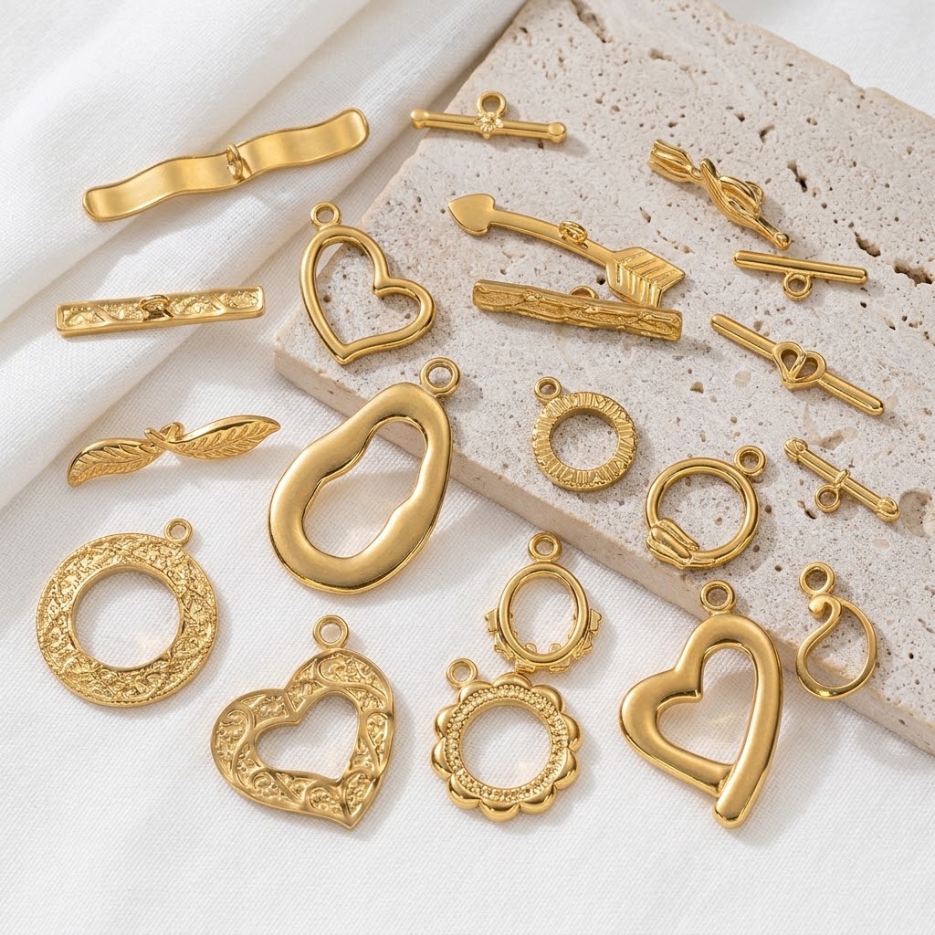 Toggle Clasp Gold - 5 комплектов/лот золотых застежек-тогглов из нержавеющей
