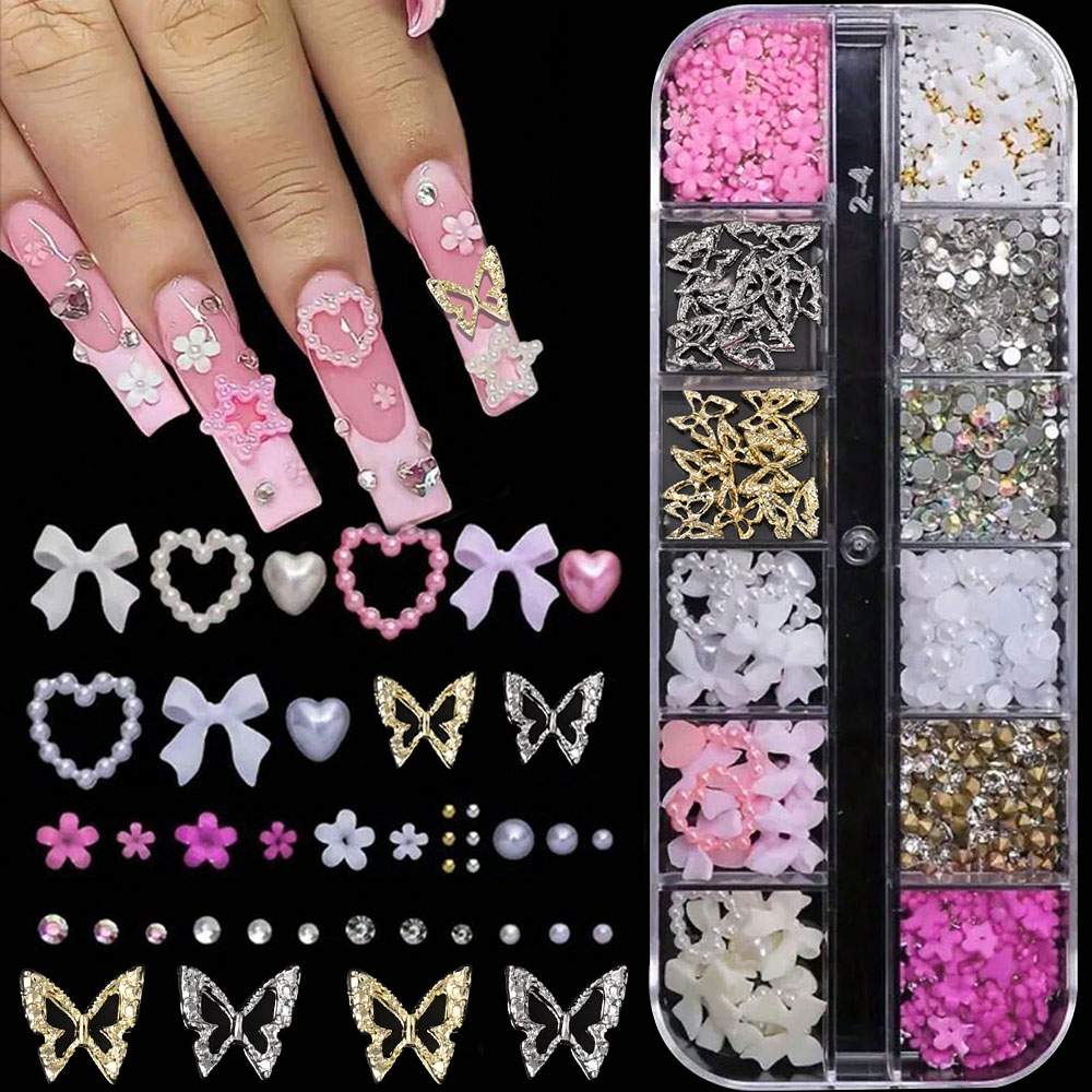 12 сеток, розовый, белый бант, – обзор и цена Crystal Bead Mix